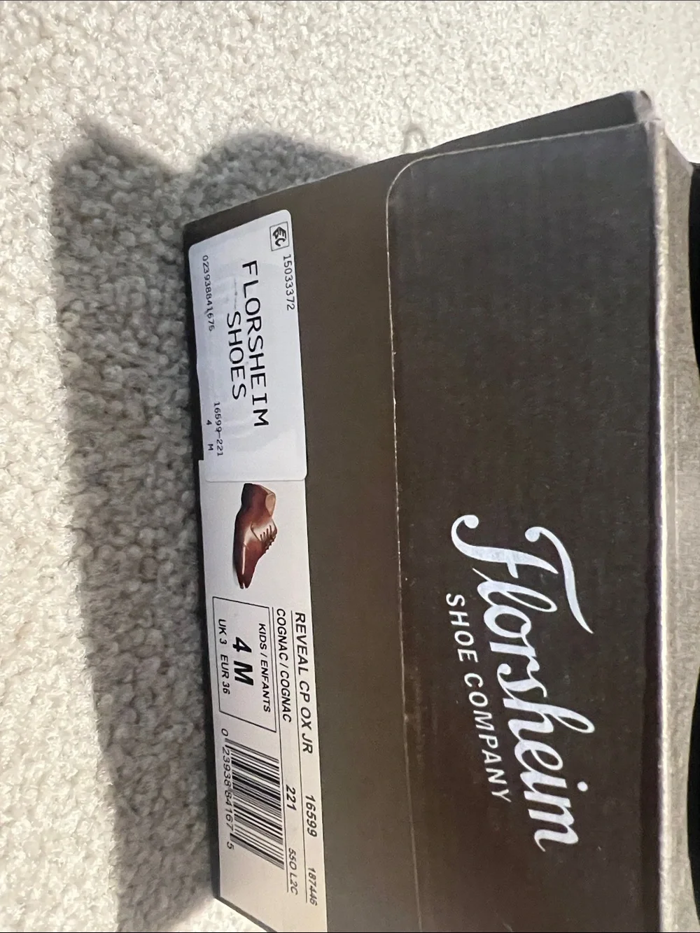 Florsheim Reveal Cap Toe Ox Derby Boys 4M Cognac Leather dress shoe like New